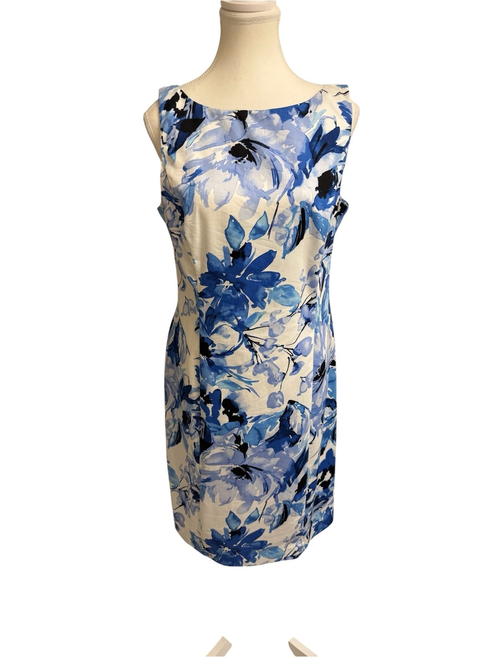 Chaps Blue and White Floral Midi Sheath Dress - Picture 2 of 10